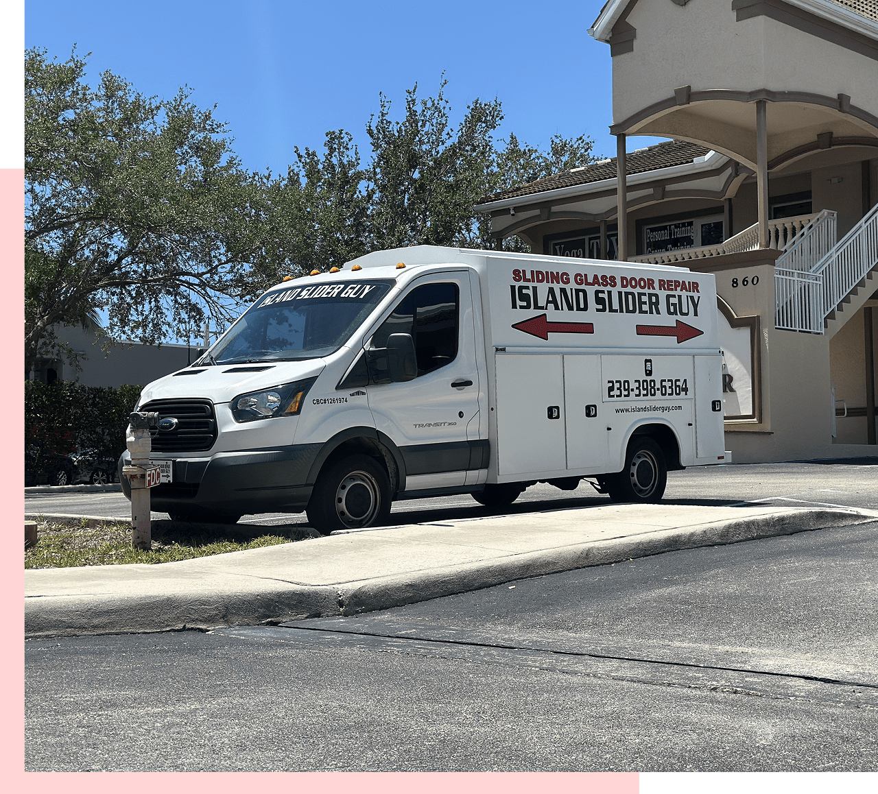 Group 1321317248 White van with sliding door repair advertisement.
